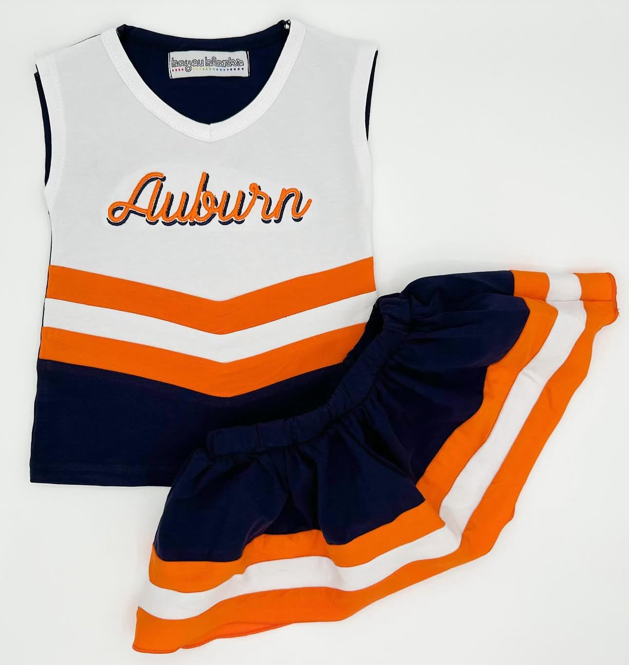 #11Navy Blue/Orange/White Cheer Outfit - 12M