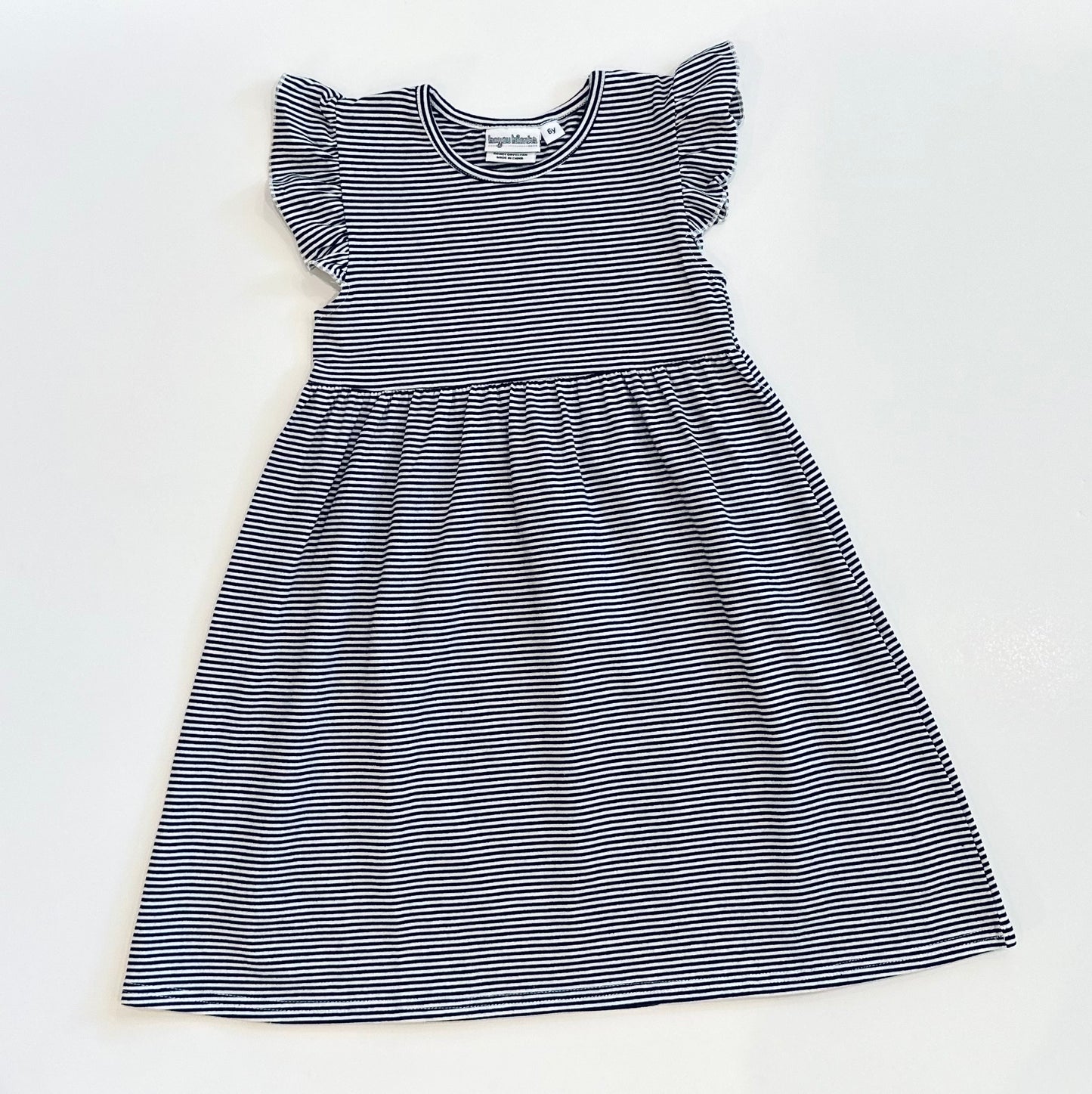 Knit Stripe Flutter Sleeve Dress