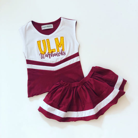 PRE-ORDER #8—Burgundy/White Cheer Outfit - JULY Arrival