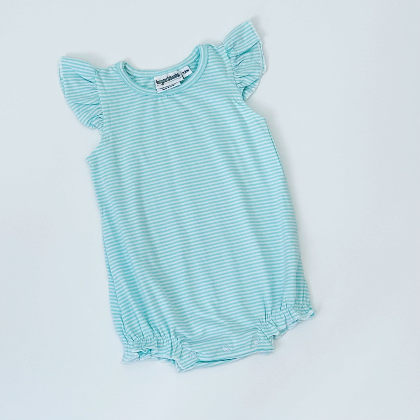 Knit Stripe Flutter Sleeve Bubble