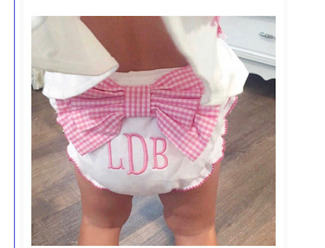 Gingham Bow Diaper Cover - Pink