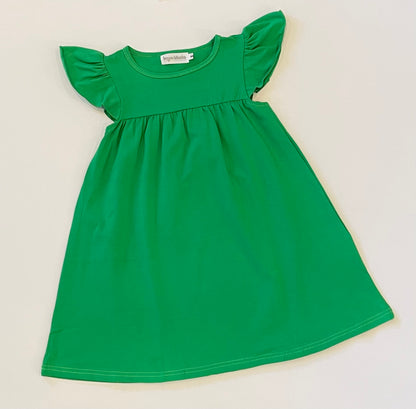 Flutter Sleeve Dress—Green