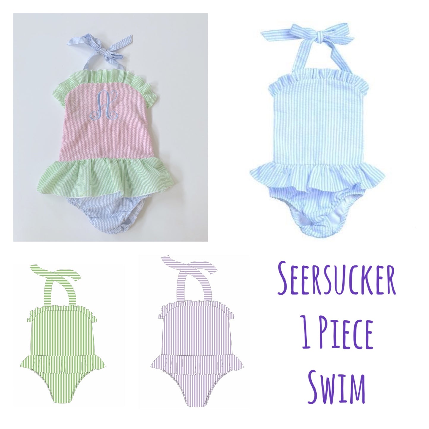Seersucker Swim - GIRL 1PC