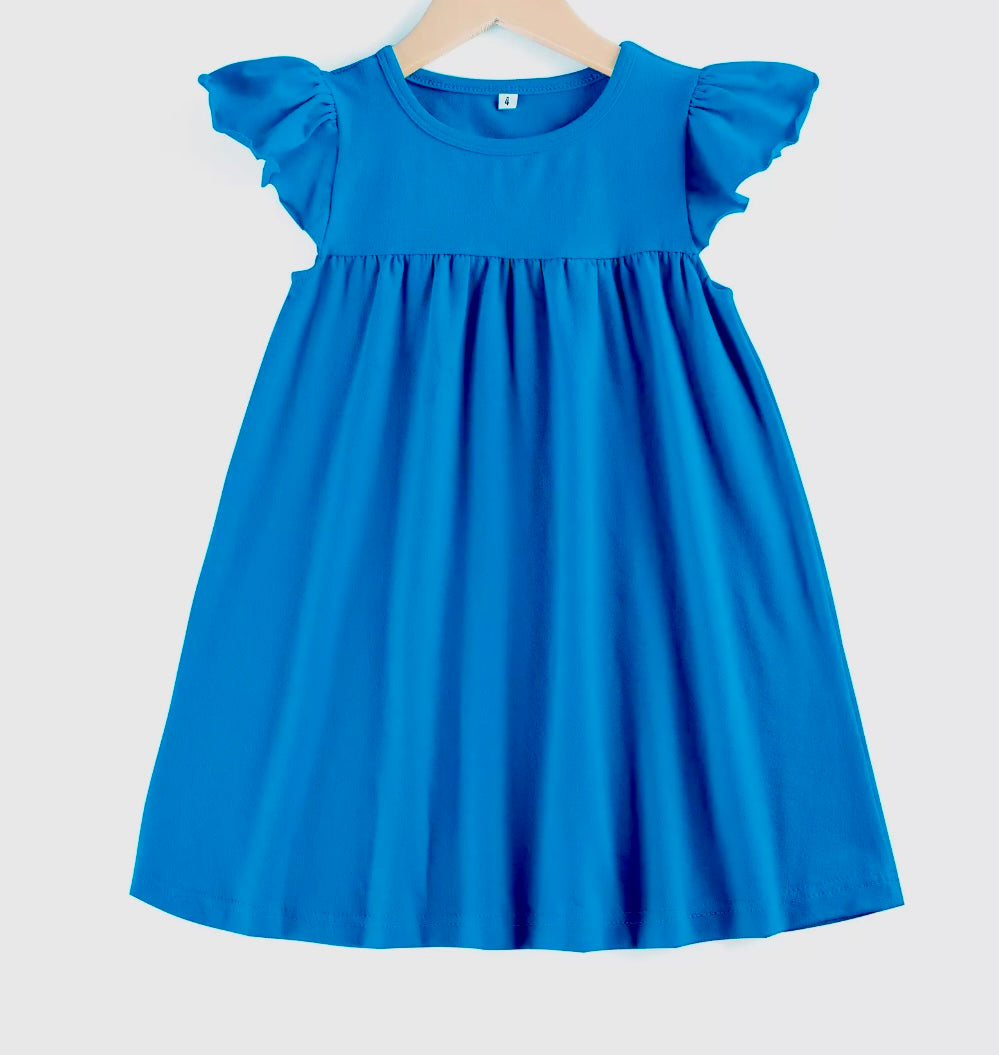 Flutter Sleeve DressRoyal Blue Bayou Blanks Flutter Sleeve DressRoyal Blue Bayou Blanks