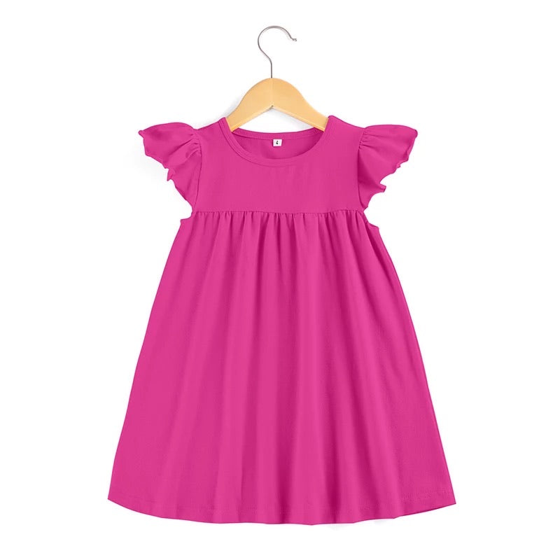 Flutter Sleeve Dress—Hot Pink