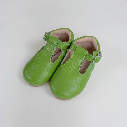 Green T-Strap Shoes