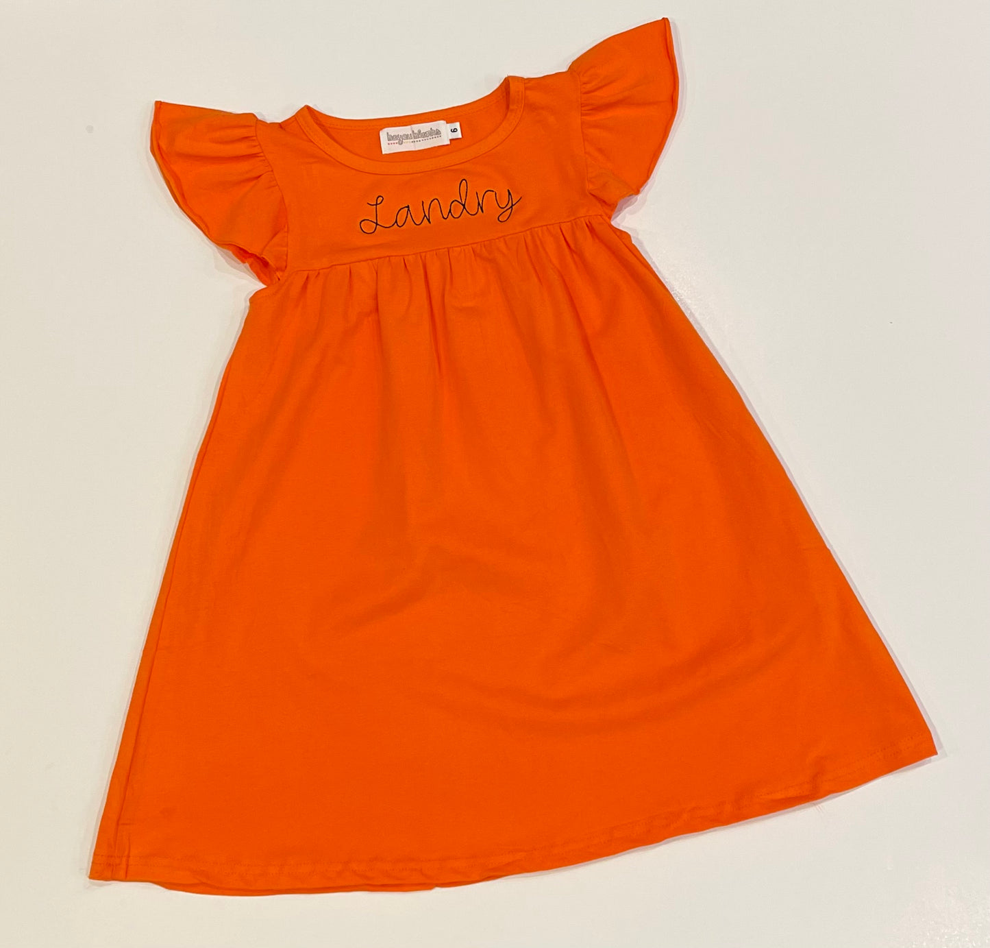 Flutter Sleeve Dress—Orange