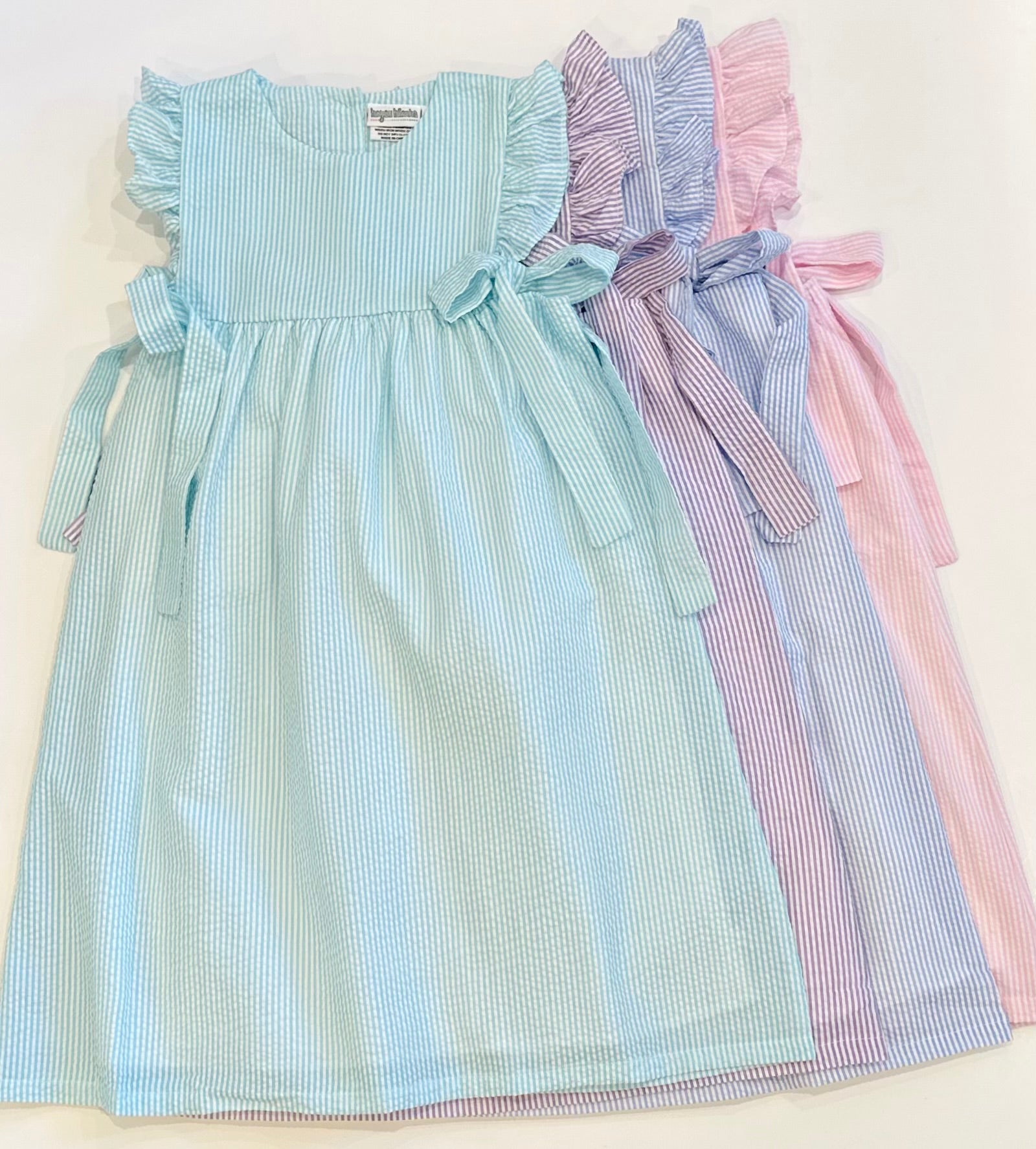 Side Tie Dress - Seersucker - Aqua / 18 Month Side Tie Dress - Seersucker - Aqua / 18 Month