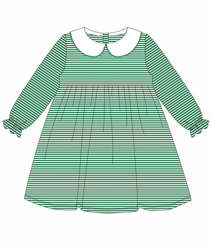 Knit Stripe Long Sleeve Peter Pan Collar Dress
