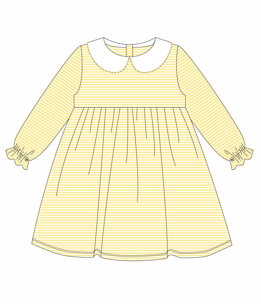 Knit Stripe Long Sleeve Peter Pan Collar Dress