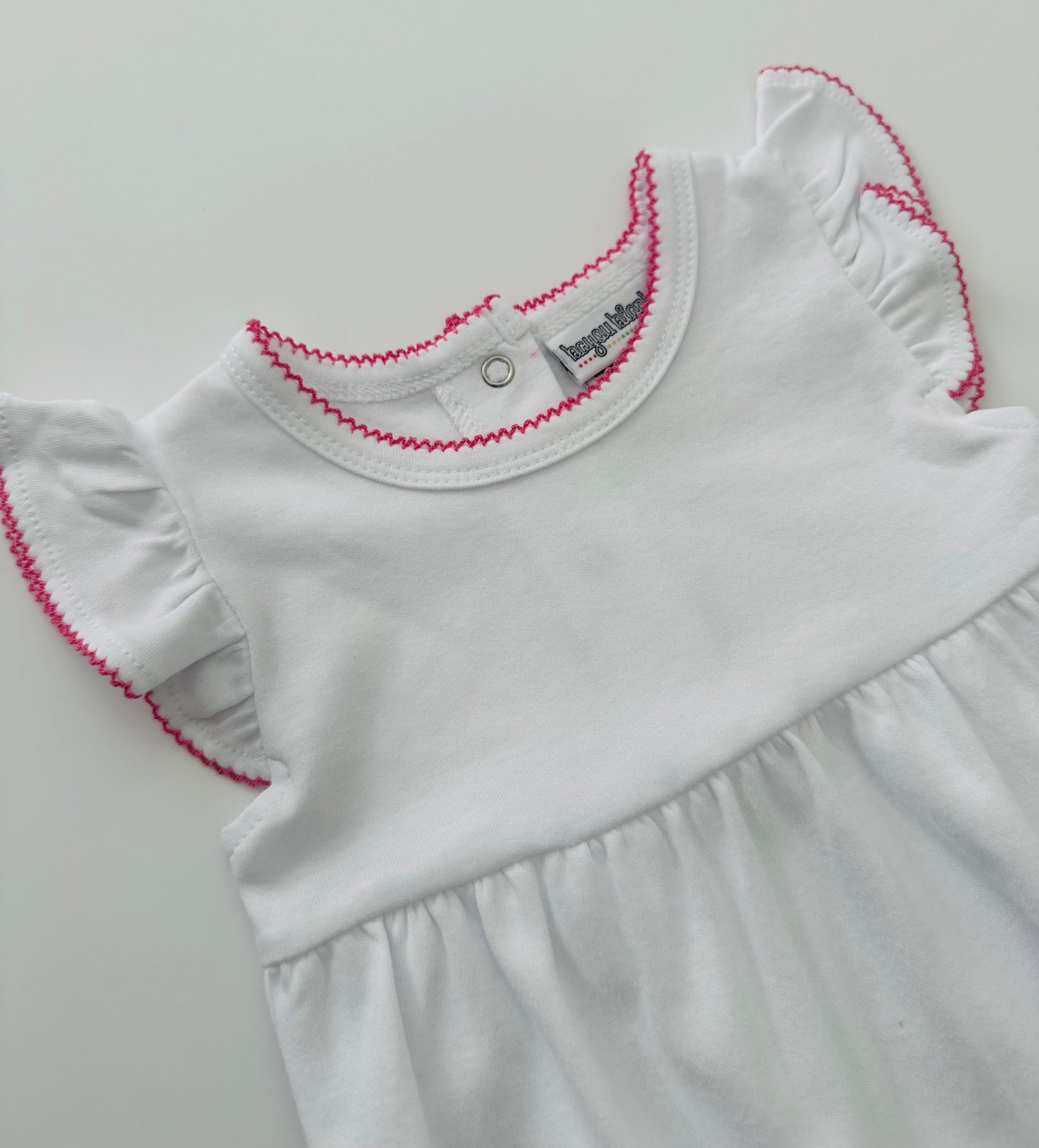 Knit Flutter Sleeve Bubble with Picot Trim