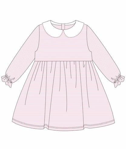 Knit Stripe Long Sleeve Peter Pan Collar Dress