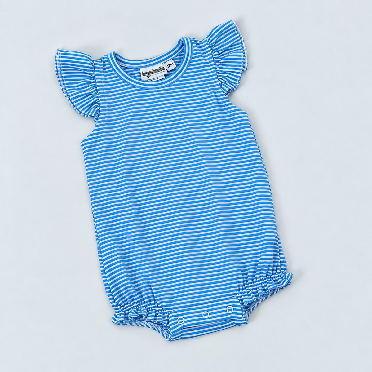 Knit Stripe Flutter Sleeve Bubble