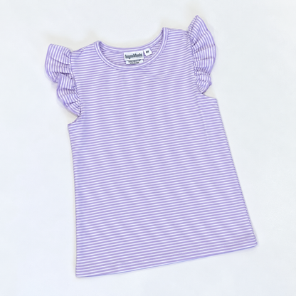 Knit Stripe Flutter Sleeve Shirt