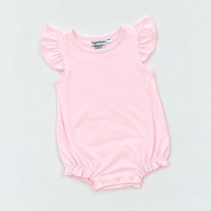 Knit Solid Flutter Sleeve Bubble