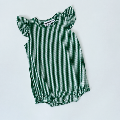 Knit Stripe Flutter Sleeve Bubble