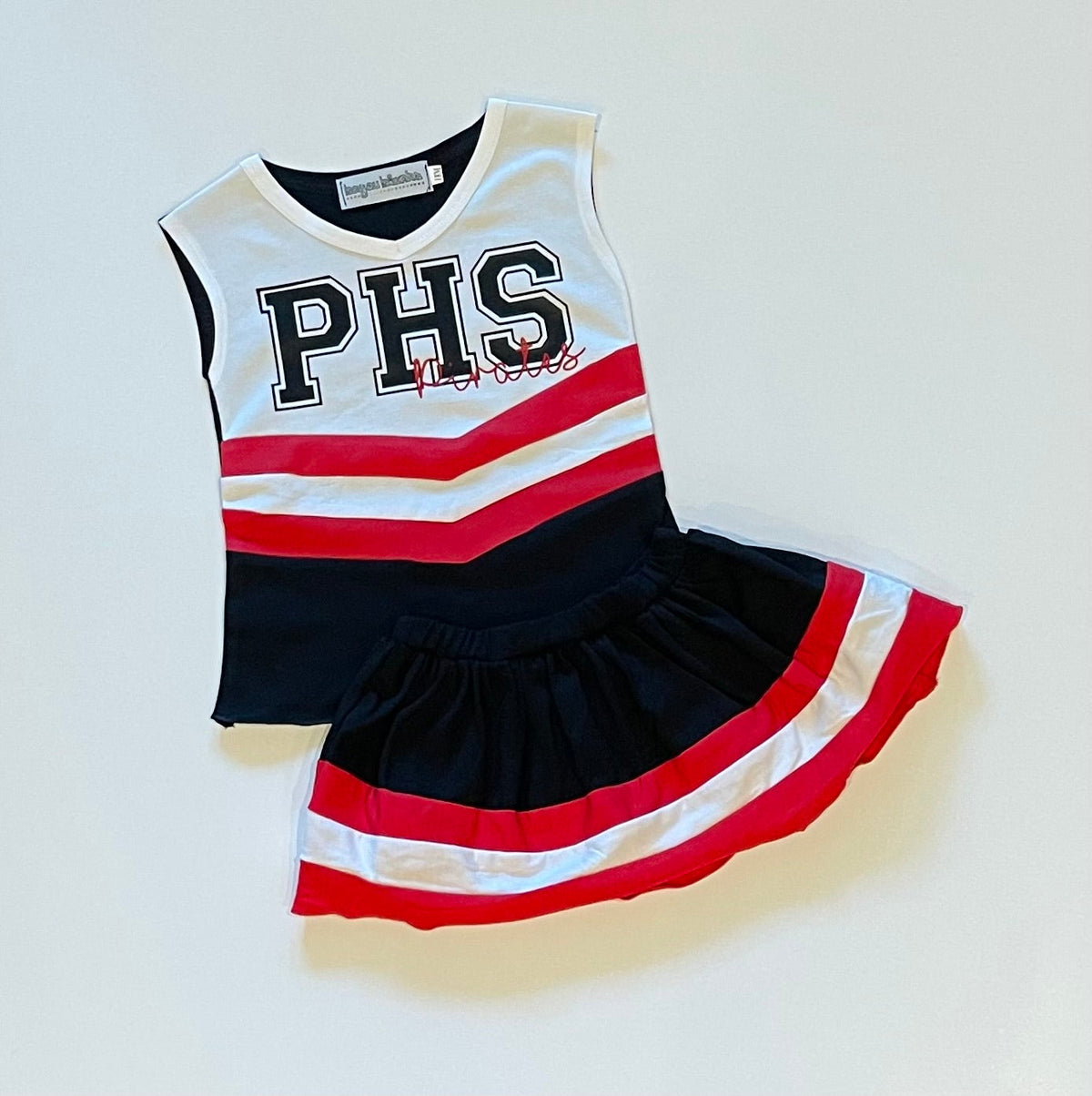 Cheer Shell Black And Red #13—Black/Red/White Cheer Outfit – Bayou Blanks