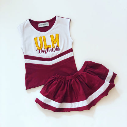 PRE-ORDER #8—Burgundy/White Cheer Outfit - July Arrival