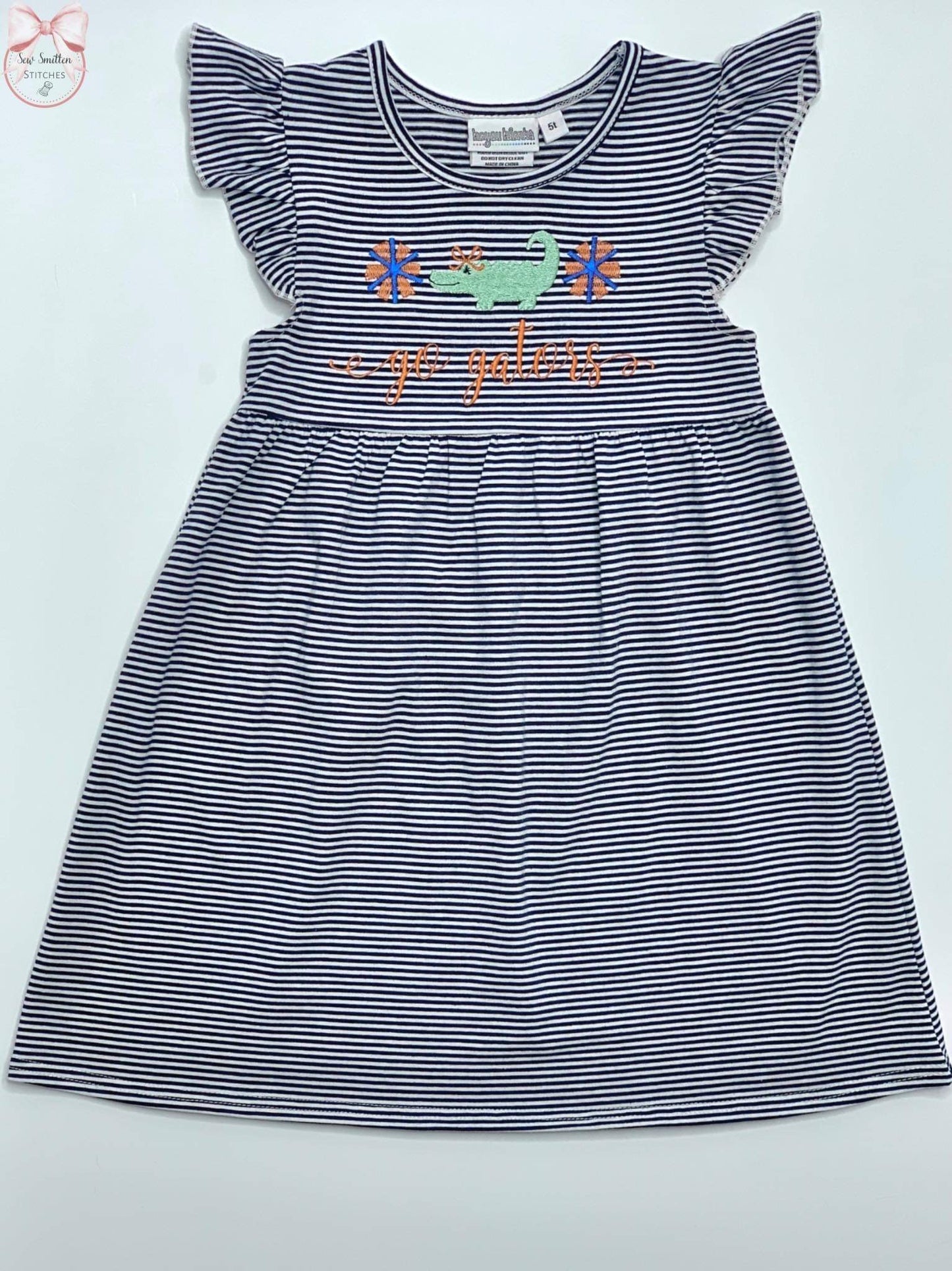 Knit Stripe Flutter Sleeve Dress