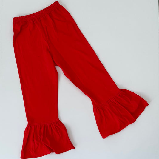 Solid Red Sutton Ruffle Pants