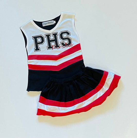 PRE-ORDER #13—Black/Red/White Cheer Outfit - JULY Arrival