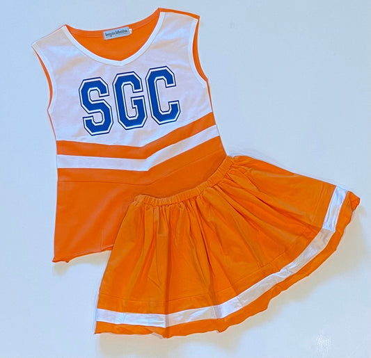 PRE-ORDER #12—Orange/White Cheer Outfit - JULY Arrival