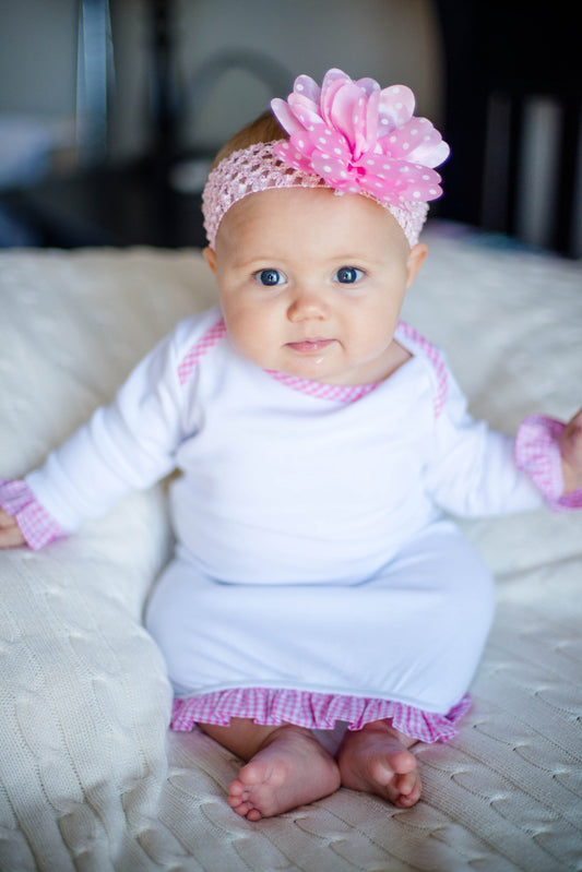 Pink Gingham Ruffle Infant Gown