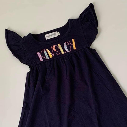 Flutter Sleeve Dress - Navy