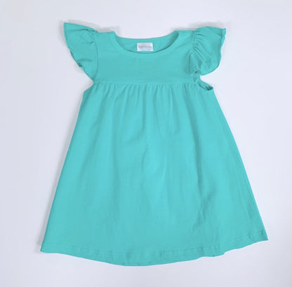 Flutter Sleeve Dress—Aqua