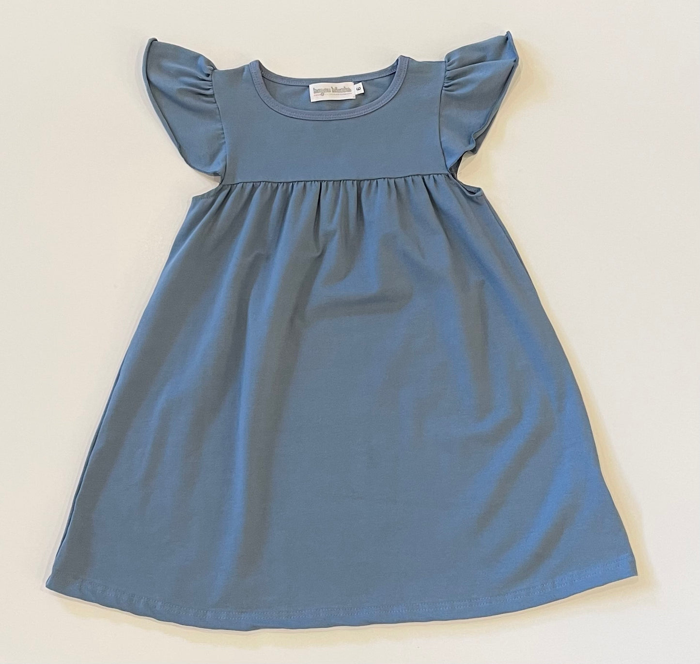 Flutter Sleeve Dress—Slate Blue