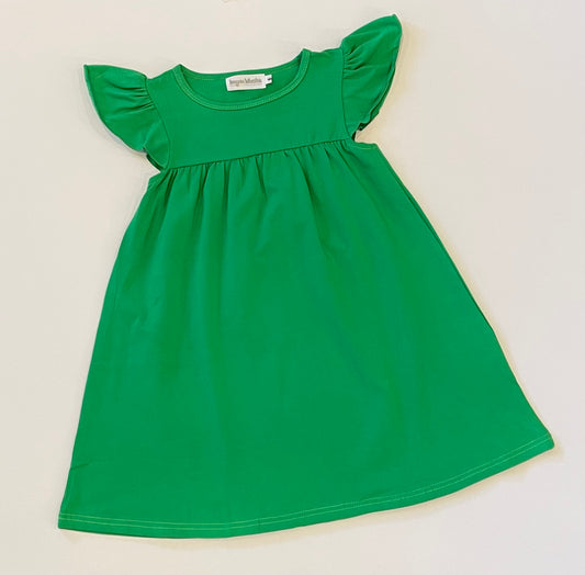 Flutter Sleeve Dress—Green