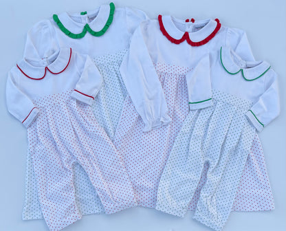 Long Sleeve Bitty Dot Knit Dress - RED & GREEN