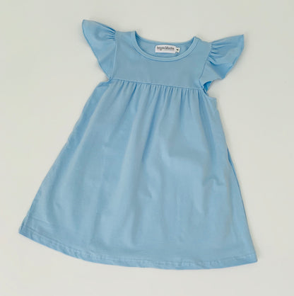 Flutter Sleeve Dress—Baby Blue
