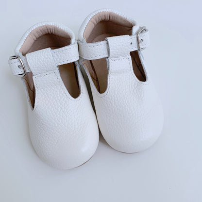White T-Strap Shoes