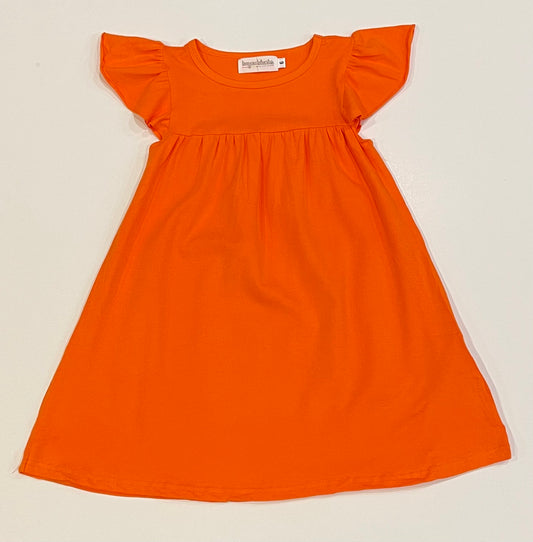 Flutter Sleeve Dress—Orange