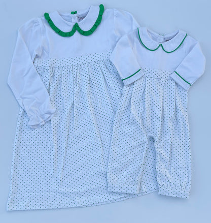 Long Sleeve Bitty Dot Knit Dress - RED & GREEN