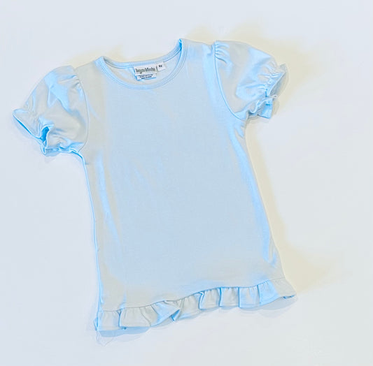 Ruffle Shirt - Short Sleeve - Baby Blue