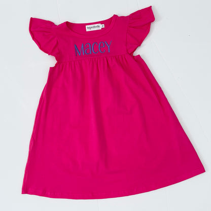 Flutter Sleeve DressHot Pink - 6M Flutter Sleeve DressHot Pink - 6M