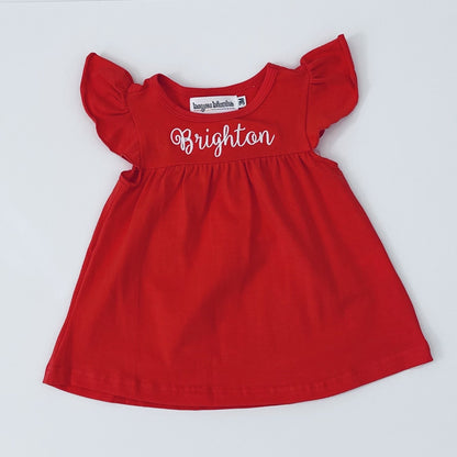 Flutter Sleeve Dress - Red