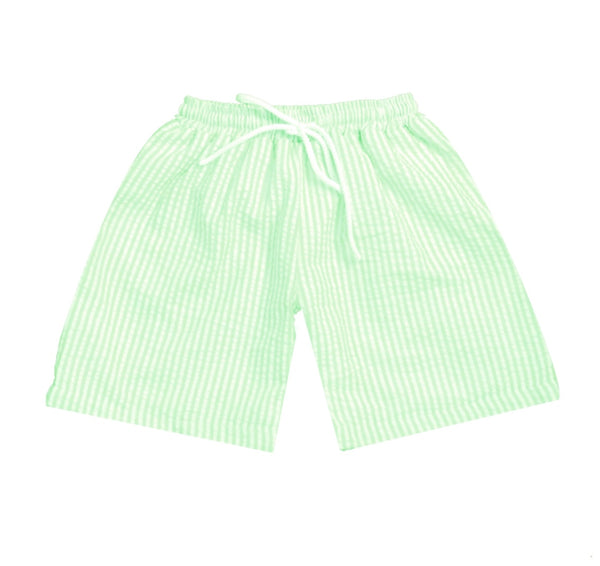 Properly Tied Boys Alex Seersucker Swim Trunks - Blue main image 1