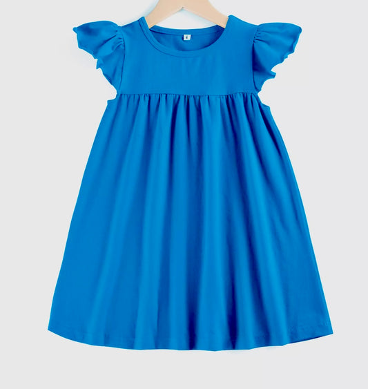 Flutter Sleeve Dress—Royal Blue