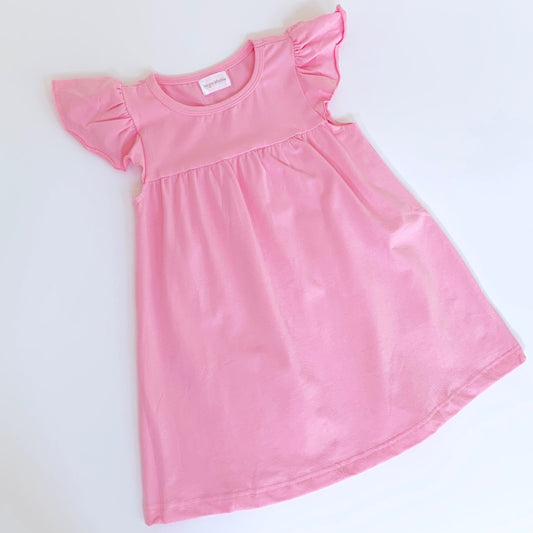 Flutter Sleeve Dress—Pink