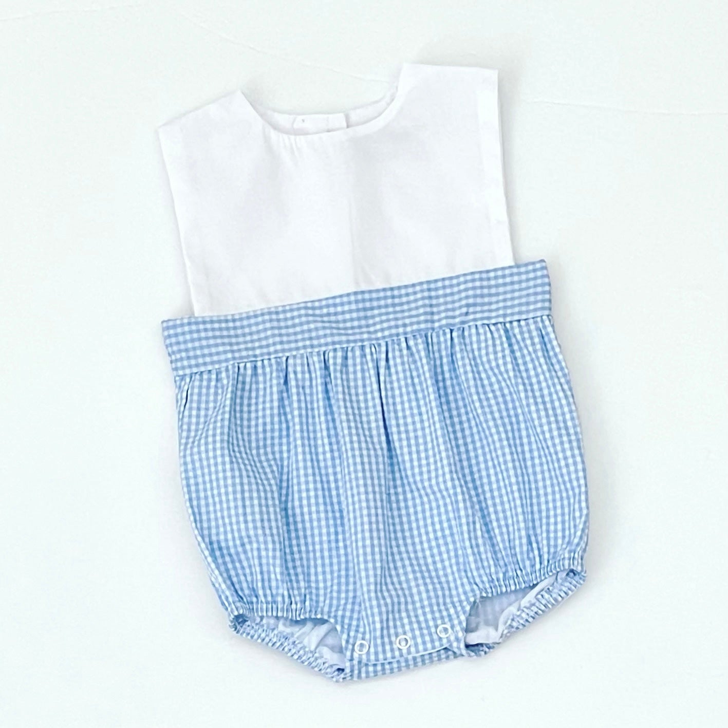 White Top Bubble - Blue Gingham