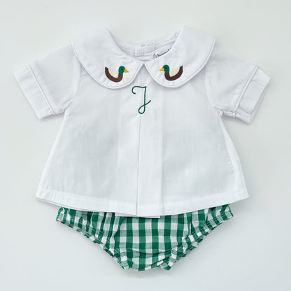 Pleated Peter Pan Diaper Shirt - Boy
