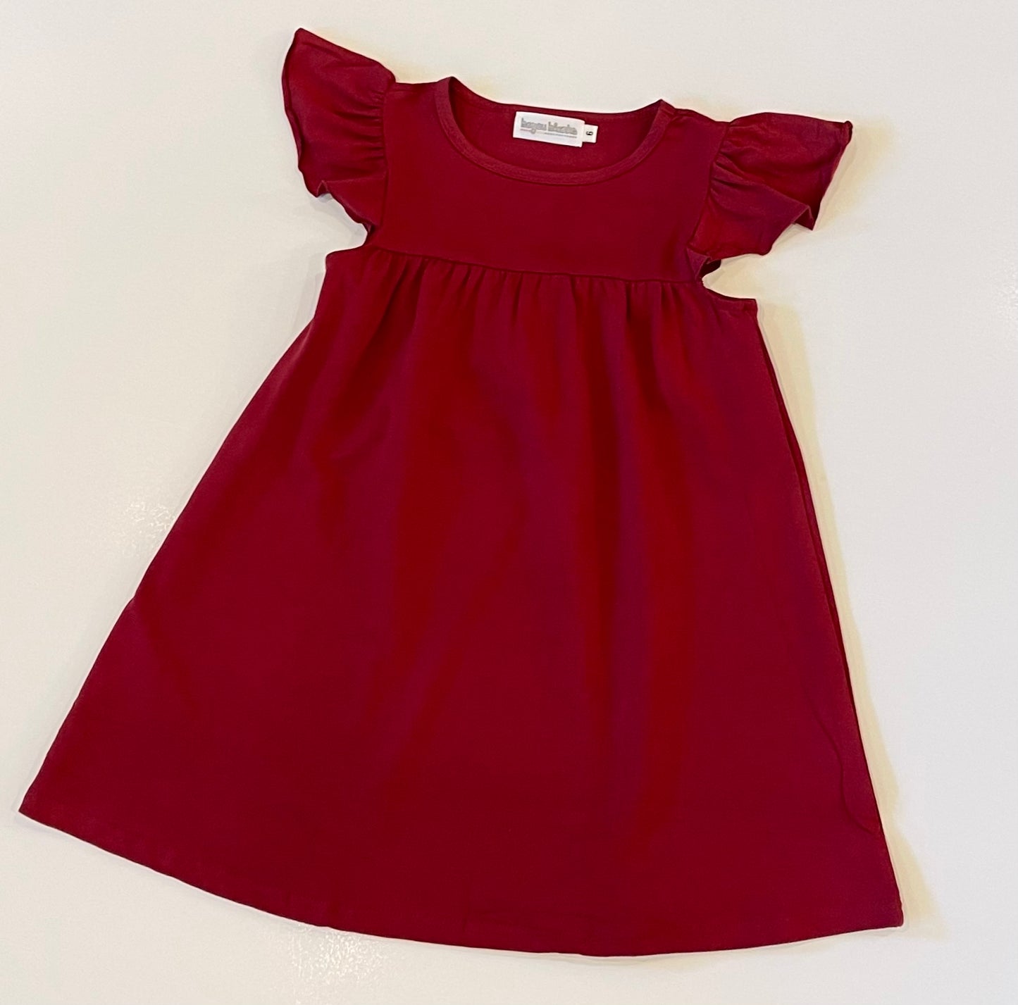 Flutter Sleeve Dress—Maroon/Crimson