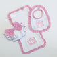 Gingham Ruffle Trim Burp - Pink
