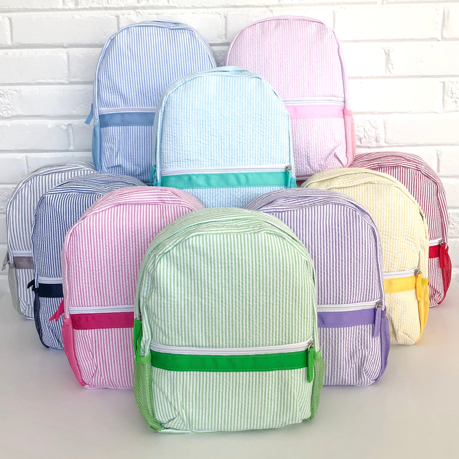 big pony seersucker mini backpack Seersucker Toddler Size Backpack – Bayou Blanks