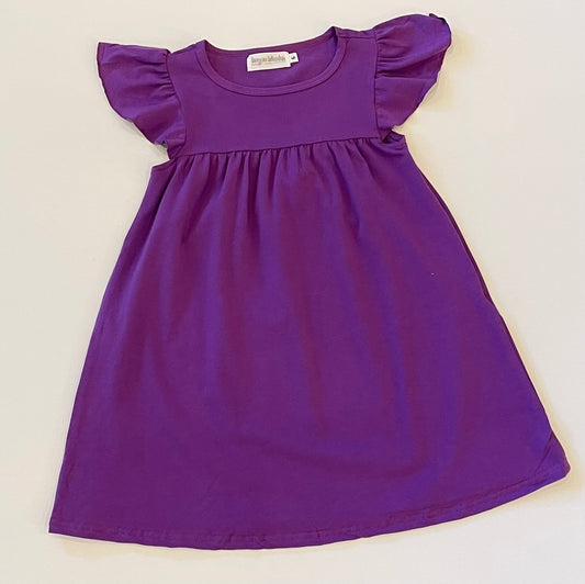 Flutter Sleeve Dress—Purple