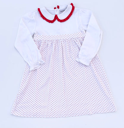 Long Sleeve Bitty Dot Knit Dress - RED & GREEN