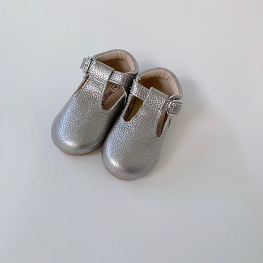 Silver T-Strap Shoes